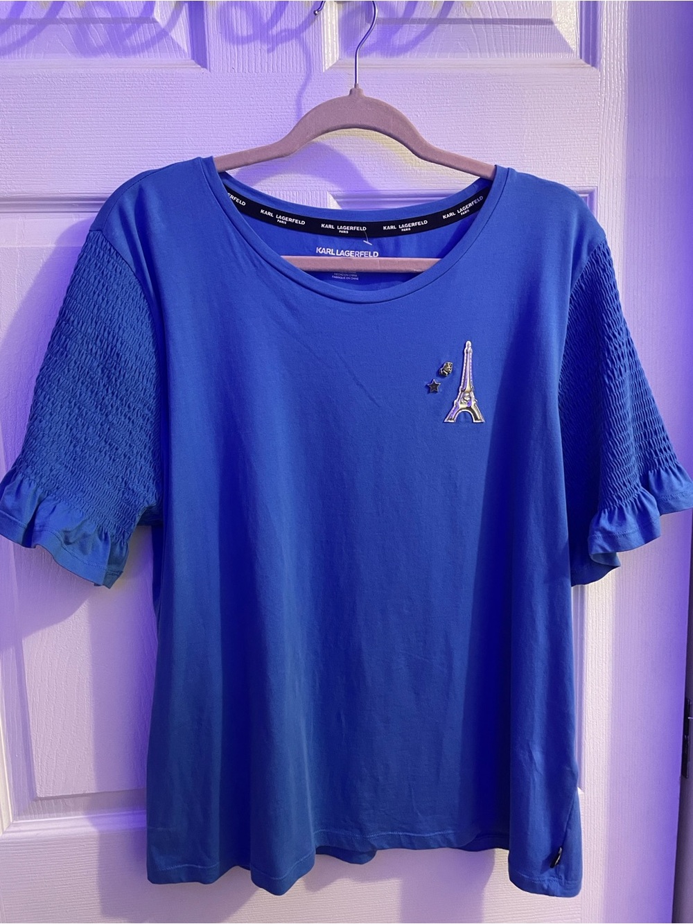 Karl Lagerfeld Royal Blue Eiffel Patch Top